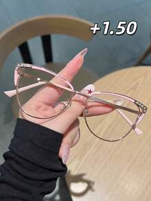 1PC Women's New High Definition Rhinestone Cat Eye Reading Glasses, Versatile Casual Daily Use For Computer, Reading, Gaming, Available In 100, 150, 200, 250, 300, 350, 400 Degrees - Transparent - View 25