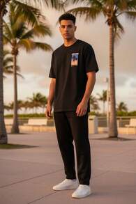 camiseta miami, camiseta de hombre, atuendos de verano, streetwear, top de algodón, camiseta de mujer, camiseta holgada blanca, top negro, regalo para hombre - Negro 1 - Ver 4