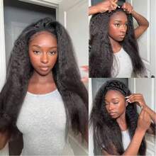 SHINEHAIR 3-In-1 Curly Wig For Women – 200% Hair Density, Naturally Yaki Straight Texture, Glueless – Invisible Headband With Drawstring – Natural Color – Wig With Headband For Everyday Wear Beginner Friendly - Yaki Straight Half Wig - View 3
