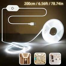 Touch Dimming COB LED Strip USB Flexible Diode Light Strip, Suitable For Room DIY, TV PC Backlight, Wall Decoration Linear Lighting - White - View 5