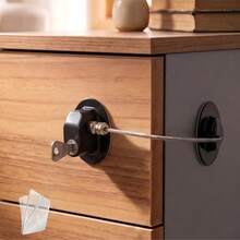 1pc Multi-Function Child Safety Lock, Suitable For Cabinet Doors, Windows, Refrigerators, Sliding Doors And Windows, With Limiter - Black - View 9