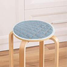 Home Round Stool Cover, Quilted Thickened Diamond Pattern Small Dining Table Seat Cushion, Round Seat Pad, Makeup Chair Cushion With Elastic Band For All Seasons - Dusty Blue - View 4