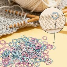 1-100PCS Cute Stars-Shaped Metal Stitch Markers Crochet Markers Ring Multicolor Crochet Locking Markers For Knitting And Crocheting (Multicolor) - Powder Blue - View 1