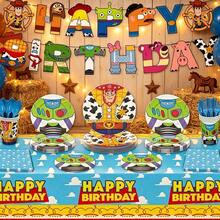 Juego de Vajilla para Fiesta de Cumpleaños To.Y - Decoraciones de Fiesta con Pancarta de Woody & Buzz - Multicolor - Ver 1