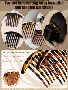 3/1pc French Hair Comb, Women's Bun Styling Tool, INS Style, All Season Essential, Commute/Date/Daily Fashion Hair Accessory, Hair Bun Extension - Multicolor - View 4