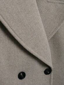 DEEKA Mantel Pendek Wol Kancing Ganda Musim Gugur/Dingin Wanita, Jaket Minimalis Campuran Wol Premium - Grey - View 10