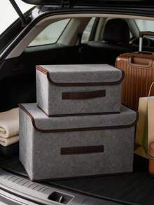 2pcs/1pc Foldable Clothes Storage Basket, Portable Storage Box For Clothes, Underwear, Socks And Other Items, Dust-Proof And Moisture-Proof Wardrobe Storage Device, Miscellaneous Storage Bag, Vanity Organizer, Dormitory Clothes, Toys, Books, Snacks And Miscellaneous Storage Tool, Linen Foldable Storage Container, Multi-Functional Home Storage Box, Clothes Organizer - Multicolor - View 10