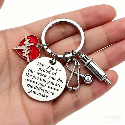 36pcs/12sets Medical Care Gratitude Keychain Set Includes 12 Keychains, 12 Gift Bags And 12 Thank You Cards, Y2K Gothic Style Halloween Pendant ID Badge Lanyard Bag Charm Car Accessory, Nurse Week Doctor's Day Christmas Teacher's Day Gift For Best Friend Sister, Team Return Gift, Medical School Graduation Back To School Small Gift, Elegant