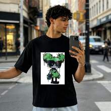 Y2K  Unisex Loose Fit Short Sleeve Cotton Tee, Blank Custom Pattern Printing, Street Style Daily Casual Wear Fits All Body Shapes - 小 PPP - 查看 1