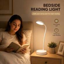 1pc White Reading Lamp - Portable USB Powered Desk Lamp With Dimmable Color Temperature, Perfect Gift Choice For Christmas - Reading Lamp - View 3