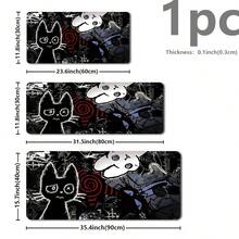 1pc Extended Gaming Mouse Pad & Keyboard Desk Mat, Punk Anime Cat Design, Gothic Cat, Skull, Japanese Manga Art Pattern, Laptop Protective Pad, Desk Mat, Durable Non-Slip Base, High Definition Printing, Dark Aesthetic, XL And XXL Available - View 5