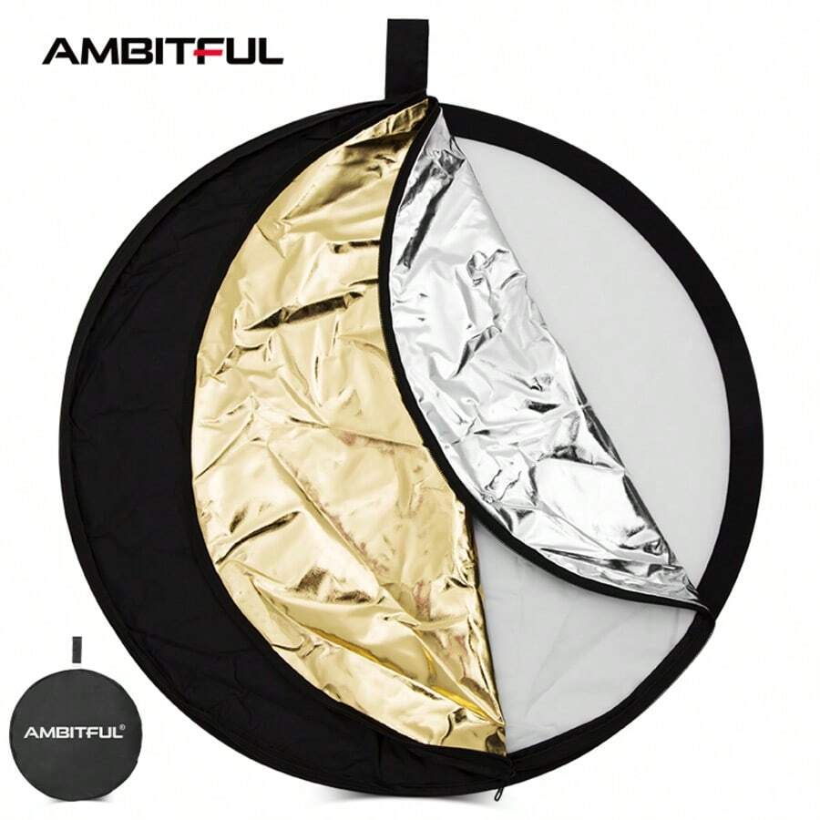 عاكس تصوير Ambitful 5 في 1 بمقاس 60/80/110 سم، عاكس متعدد الأقراص قابل للطي، مناسب لتصوير البورتريه والاستوديو والتصوير الخارجي - مشاهدة 1