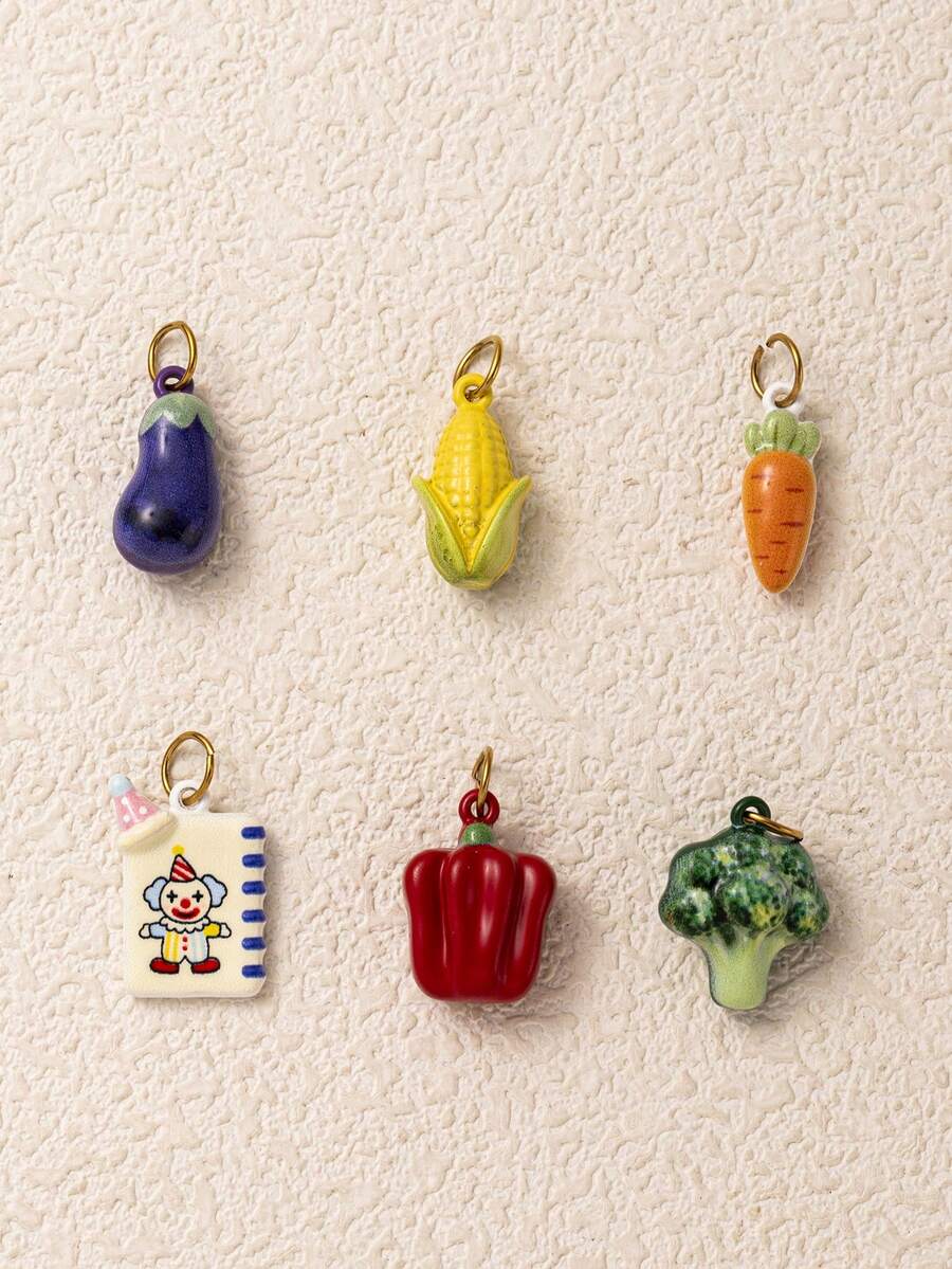 1pc Vintage Vegetable Pendant, Cute Retro Style, 18kpvd Gold Plated Stainless Steel Material, Waterproof And Fade-Resistant, Suitable For DIY Creative Necklace, Bracelet, Earring, Bag Chain, Keychain, Sweat-Resistant, Suitable For Daily Casual Wear - Multicolor - View 1