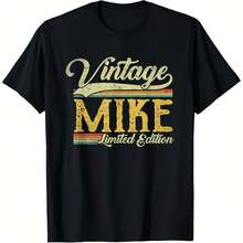 Vintage Mike Limited Edition T-Shirt - Men's Casual Black Cotton Tee With Colorf - 款式 - 查看 1