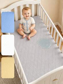 1pc Optional Color & Size Diamond Pattern Baby Waterproof Mattress Protector Fitted Sheet, Washable Soft Skin-Friendly Breathable Machine Washable Toddler Bed Mattress Cover - Multicolor - View 1