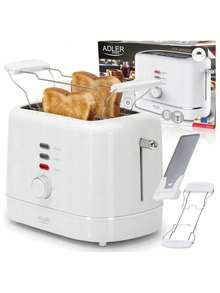 Adler Toaster, Bread Toaster, 2-Slice Toaster - Browning Control, Removable Crumb Tray, White - EU E Type Plug(220-240V) - View 10