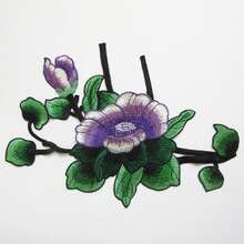1件花卉刺繡縫製貼布，DIY貼花裝飾，適用於衣服、牛仔褲、夾克、包包、服裝裝飾 - B - 查看 1