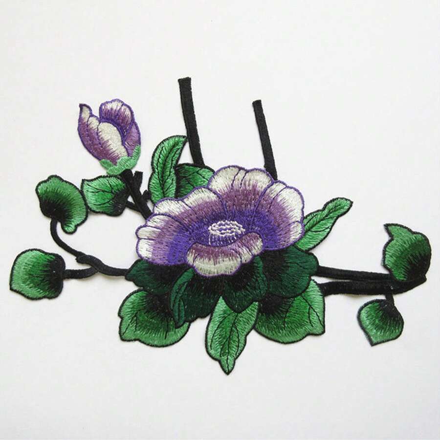 1件花卉刺繡縫製貼布，DIY貼花裝飾，適用於衣服、牛仔褲、夾克、包包、服裝裝飾 - B - 查看 1