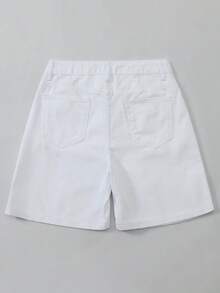 Women's Solid Color Bermuda Denim Shorts Casual White Summer, Effortless Style - White - View 7