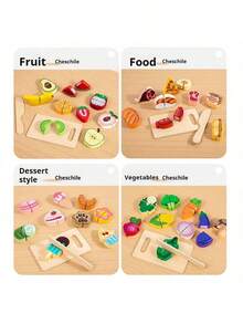 1 Set Of Pretend Simulation Fruit Kitchen Toys For Kids Cutting Game Children Early Educational Food Cognitive Role Play Wooden Toy - Multicolor - View 14