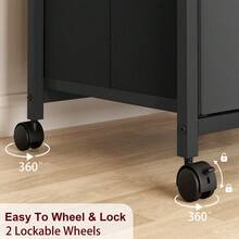 Compact Mobile File Cabinet, Under Desk Vertical Storage Organiser With Wheels, A4 Letter Size Rolling Filing Cabinet For Home Office Workspace - Black - View 5