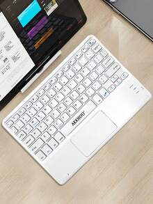 AKKHOO Rechargeable Wireless Bluetooth Keyboard With Smart Touchpad, One-Key Switch For Windows/Android/IOS 3 Systems, Ultra-Portable Mini Keyboard, Suitable For Tablets, Phones And Desktop Computers, Long Standby External Keyboard, Ideal For Office, Study And Travel - View 13