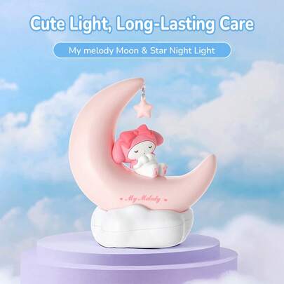 MINISO X Sanrio Licensed Cinnamoroll Kuromi LED Starry Night Light, USB-C Rechargeable, 3 Lighting Modes, Portable Dimmable Bedside LED Lamp, Cute Gift For Boys And Girls, Room Decor