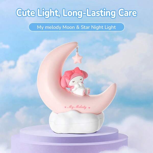 MINISO X Sanrio 授權 Cinnamoroll Kuromi LED 星空夜燈，USB-C 可充電，3 種照明模式，便攜式可調光床頭 LED 燈，適合男孩女孩的可愛禮物，房間裝飾