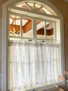 1pc Rod Pocket Cream Style Candy Gauze Cute Linen Sheer Curtain Childlike Window Curtain Short Sheer - Multicolor - View 4