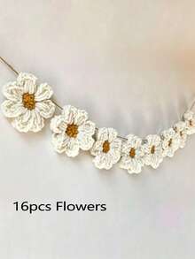 8/16/24pcs Handmade Crocheted White Daisy Flowers, Suitable For Wall Decor, Home Decor, Curtain Decor - Multicolor - View 8