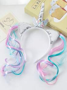 1pc Women's Cute Unicorn Hairband, Cartoon Pony Animal Hairpin, Party And Event Headwear Accessory - Multicolor - View 5