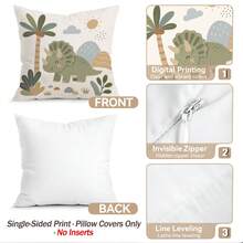Childhood Dinosaur Tree Pattern Pillowcase, No Insert, Single-Sided Print Pillowcase, Suitable For Living Room Bedroom Home Decor, All-Season Pillowcase - Multicolor - View 3