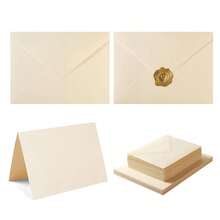 45pcs (15 Envelopes + 15 Greeting Cards + 15 Stickers) Western Style Solid Color Blank 120GSM Envelopes, Cream/Beige 250GSM Greeting Cards, Envelope Set Postcards Invitation Cards With Metal Stickers - one-size - View 13