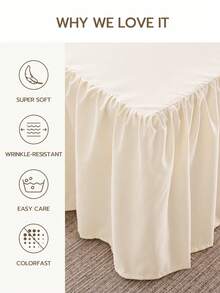 HONEYMOON 1pc Basic Lightweight Ruffle Bed Skirt, Classic Style, Soft & Fashionable, 100% Microfiber Material, 16 Inch Drop, Suitable For Home Bedding, School Dorm, Back To School Essential, Beige - Beige - View 5