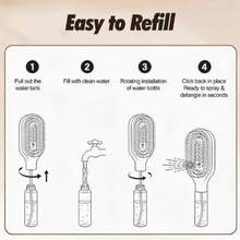 Lược gỡ rối 2 trong 1 tích hợp chức năng xịt phun sương, bàn chải gỡ rối đa năng cho tóc xoăn, tóc sóng và tóc thẳng | Lược chải tóc chống rối, kiểm soát xơ rối, dung tích bình chứa nước 2.71oz, đồ dùng thiết yếu cho mùa tựu trường và đại học - A - Xem 6