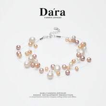 DARA Gelang Mutiara Air Tawar Berwarna-warni Perak S925 4-7mm Kilau Tinggi Berlapis-lapis Gaya Kotak Hadiah Perhiasan Wanita - MultiWarna - View 5