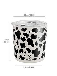 Meoky 8oz White Cow Print Short Stainless Steel Cup With Splash-Proof Lid, Portable Water Cup For Daily Milk And Coffee - White Cow - View 9