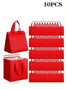 1/10pcs Heavy Duty Insulated Delivery Bags, High Thermal Insulation, With Top Seal And Hanging Hole, Orange, Suitable For Pizza, Coffee, Restaurant, Supermarket, Seafood Transport Food Delivery Supplies, 50pcs Individually Packed, Non-Food Contact - Multicolor - View 11
