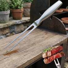 [Filé grande de 35 cm]Tenedor para carne de acero inoxidable, horquilla para cortar de 27 cm, tenedor para carne con mango , horquilla para barbacoa, material de acero inoxidable a prueba de óxido CACW - Plateado - Ver 8