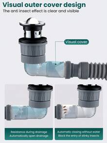 1pc Bathroom Sink Drain Kit With Extendable P-Trap, New Odor-Proof Space-Saving Drainage Pipe For Home, Modern Minimalist Under-Counter Sink Anti-Odor Device, Universal Fit For With Or Without Overflow, High-Quality Heat-Resistant And Anti-Freeze Cracking, Suitable For Bathroom And Kitchen Sinks, Effective Odor Control Drainage - Grey - View 3