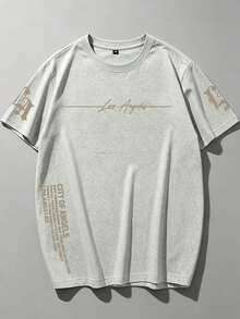 [男士大尺碼]Zrgoth 男士休閒百搭簡約印花元素短袖T恤 - 灰色 - 查看 6