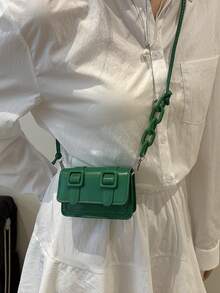 Mini Acrylic Decorative Chain Lipstick Crossbody Bag - Green - View 4