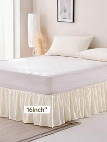 HONEYMOON 1pc Basic Lightweight Ruffle Bed Skirt, Classic Style, Soft & Fashionable, 100% Microfiber Material, 16 Inch Drop, Suitable For Home Bedding, School Dorm, Back To School Essential, Beige - Beige - View 4