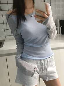 Sweater Rajut Tipis, Bernapas, dan Elegan dengan Kombinasi Warna Baru untuk Musim Semi/Gugur - Baby Blue - View 3