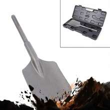 Silver/Black Clay Spade Chisel Bit - 40Cr Chromium Steel 5-Pit (2 Pits 3 Grooves) Bit. 15.7in Long Chisel Bit With 5.1in Shovel Head Width. Chisel Bit For Five-Pit Shank Electric Hammers. Clay Spade Bit With Portable Storage Box. Chisel Bit - Multicolor - View 11