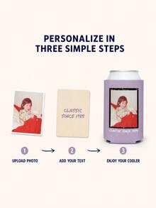 1pc Personalized Photo Can Cooler Sleeve, Customized Image Can Holder, Vintage Movie Frame & Text Design, Birthday Party Drink Cup Sleeve, Commemorative Gift - Multicolor - View 6