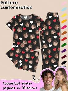 Printstory Customized Women's 3 Pieces Pajama Set, Customizable With Any Pattern, Suitable As A Gift For Family, Friends Or Holiday Parties, Personalized Gift, Loungewear - Black - View 1