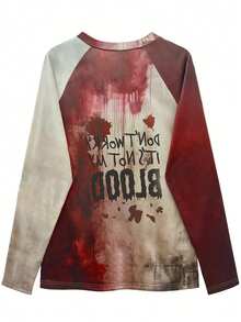 Women's Slogan Print V-Neck Raglan Long Sleeve Casual T-Shirt - Multicolor - View 8