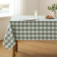 1/6/12pcs - 137*274cm Sage Green & White Plastic Plaid Tablecloth, Decorative Disposable Sage Green Plaid Tablecloth, Rectangular Party Tablecloth, Suitable For Picnic, Farm, Birthday, Wedding - Green Rat Tail - View 9