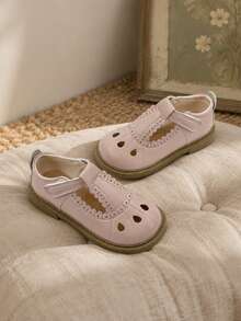 Kids Girls Mary Jane Shoes Strap Ruffle Detail Easy Wear Flats - Pink - View 8